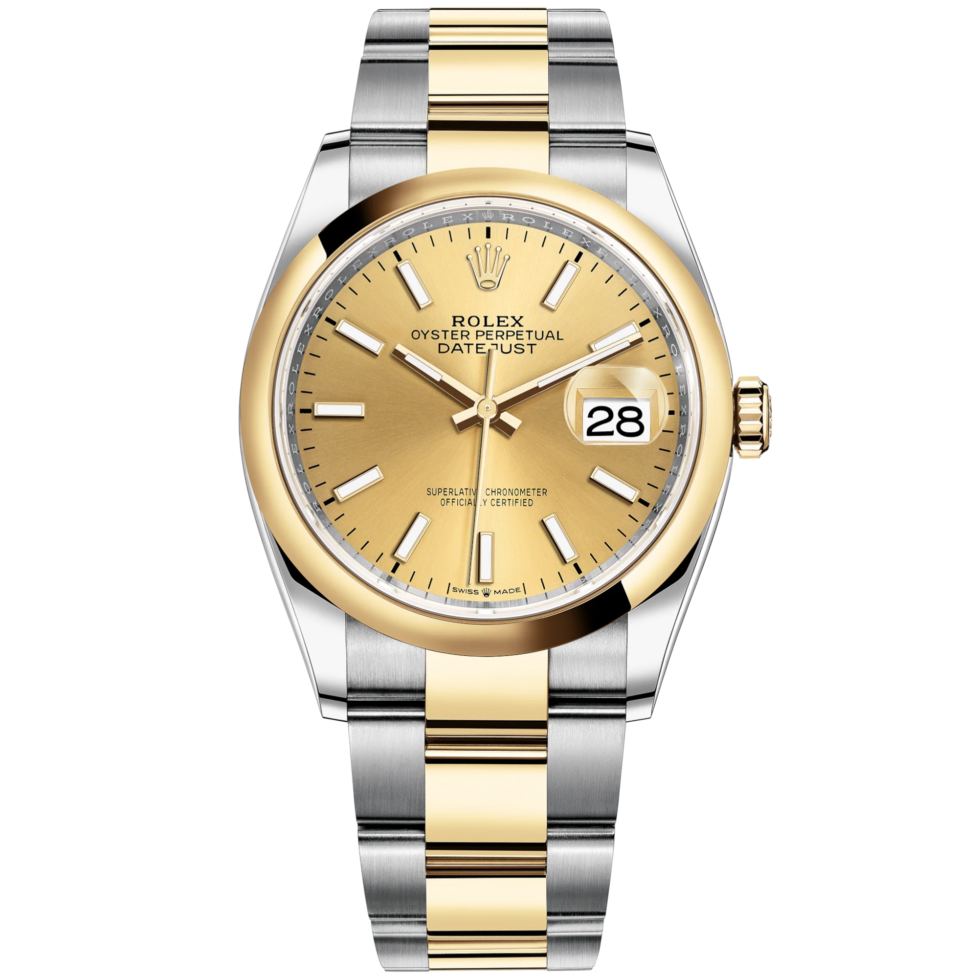 Datejust 36 36mm Oyster Bracelet Oystersteel and Yellow Gold with Champagne-Colour Dial Domed Bezel - Rolex
