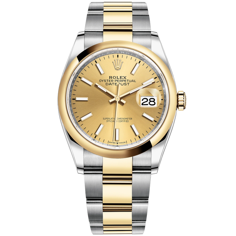 Datejust 36 36mm Oyster Bracelet Oystersteel and Yellow Gold with Champagne-Colour Dial Domed Bezel - Rolex