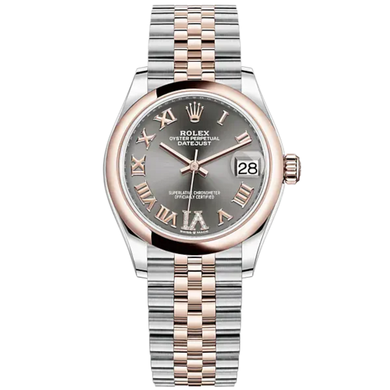 Datejust 31 31mm Jubilee Bracelet Oystersteel and Everose Gold with Slate Diamond Dial Everose Gold Bezel - Rolex