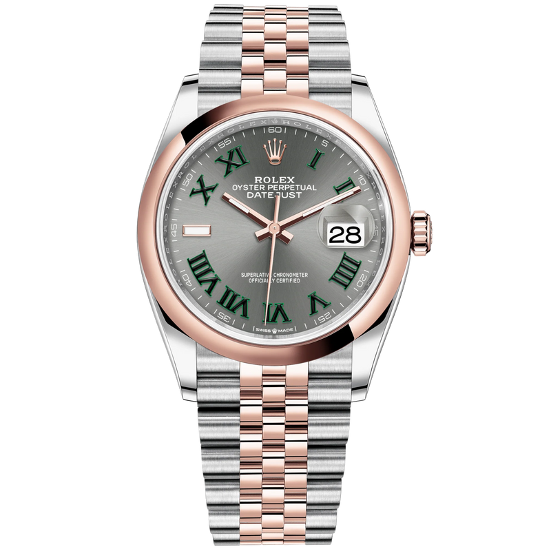 Datejust 36 36mm Oystersteel Jubilee Bracelet and Everose Gold with Slate Dial Domed Bezel - Rolex