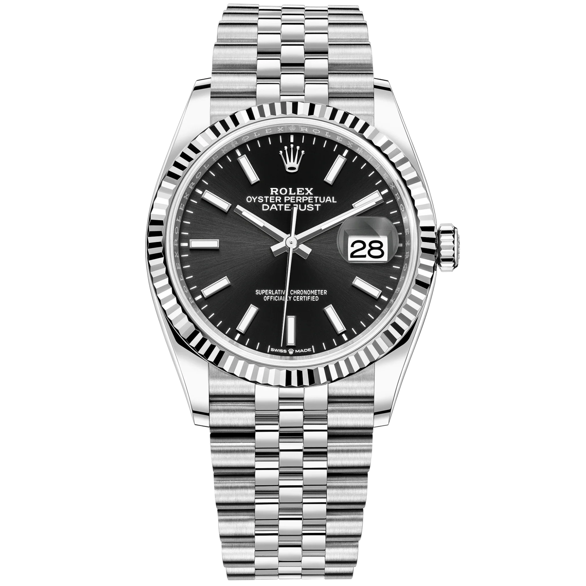 Rolex Datejust Ref. 126234 36mm Jubilee Bracelet White Gold Black Stick Dial - Rolex