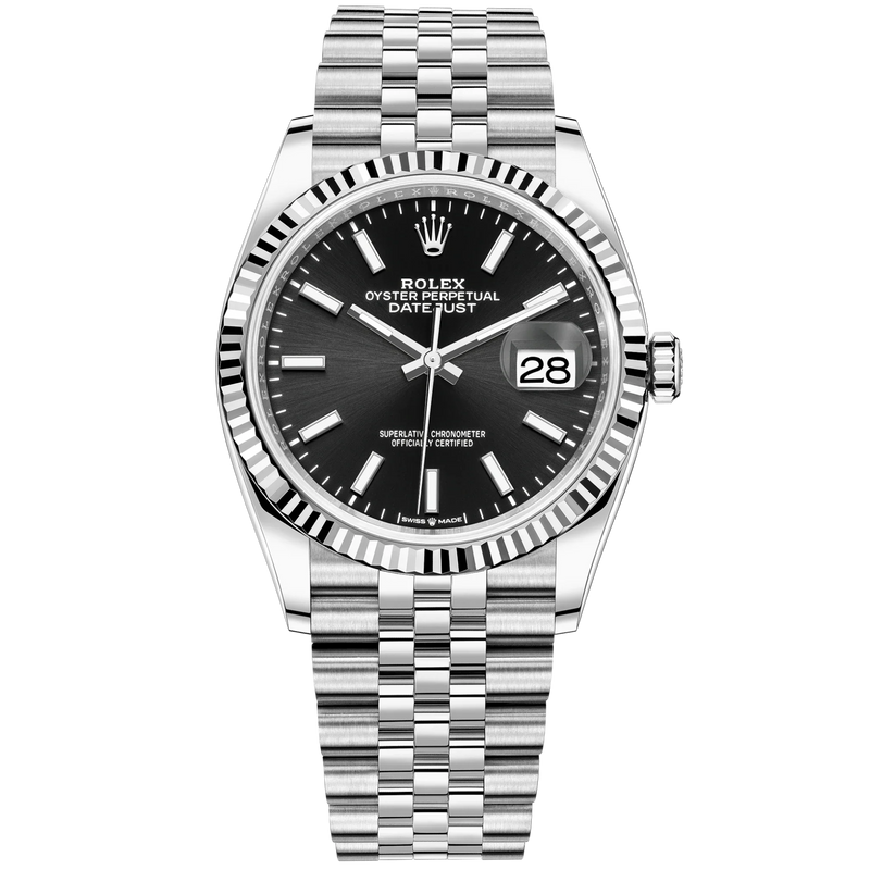 Rolex Datejust Ref. 126234 36mm Jubilee Bracelet White Gold Black Stick Dial - Rolex