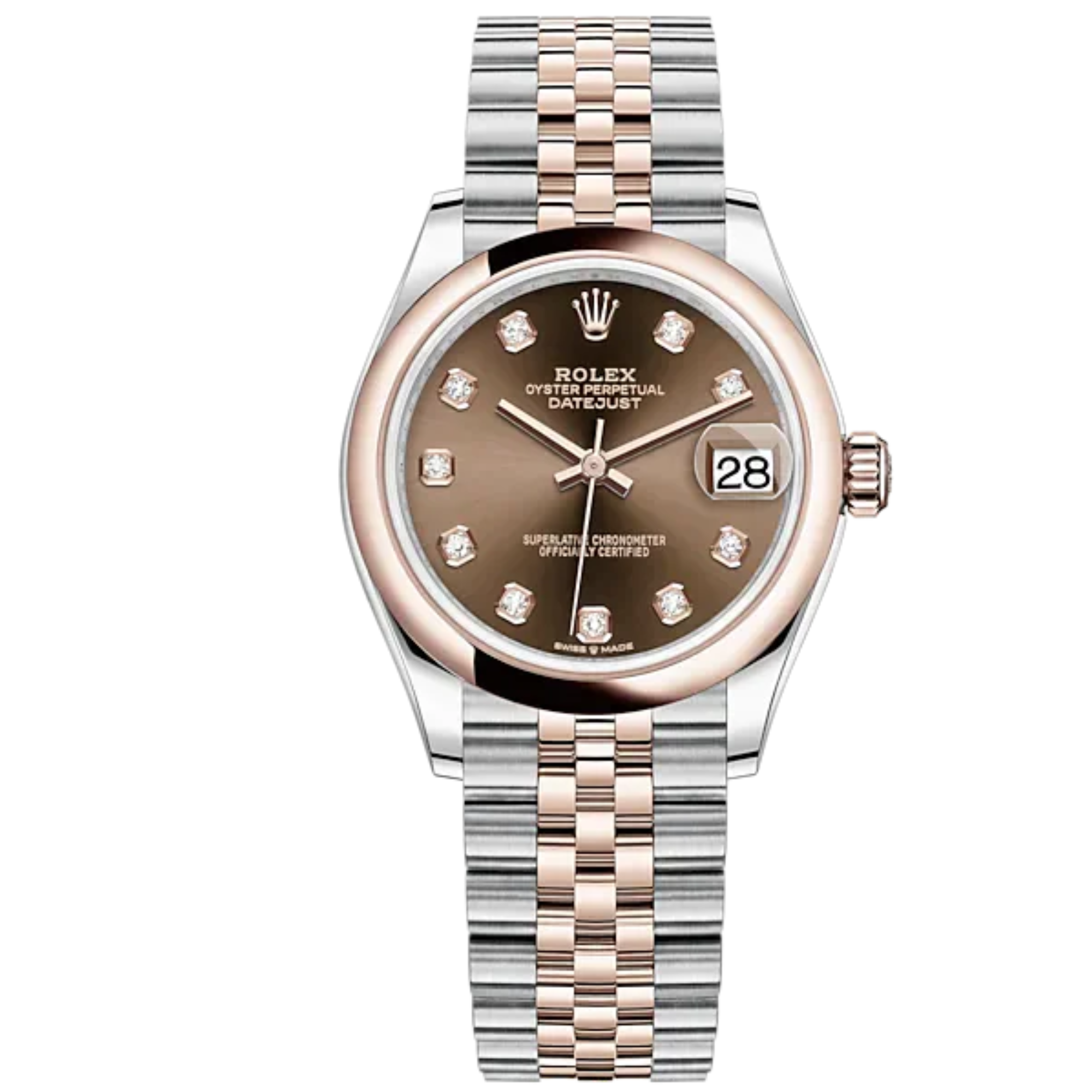 Datejust 31 31mm Jubilee Bracelet Oystersteel and Everose Gold with Chocolate Diamond-Set Dial Everose Gold Bezel - Rolex