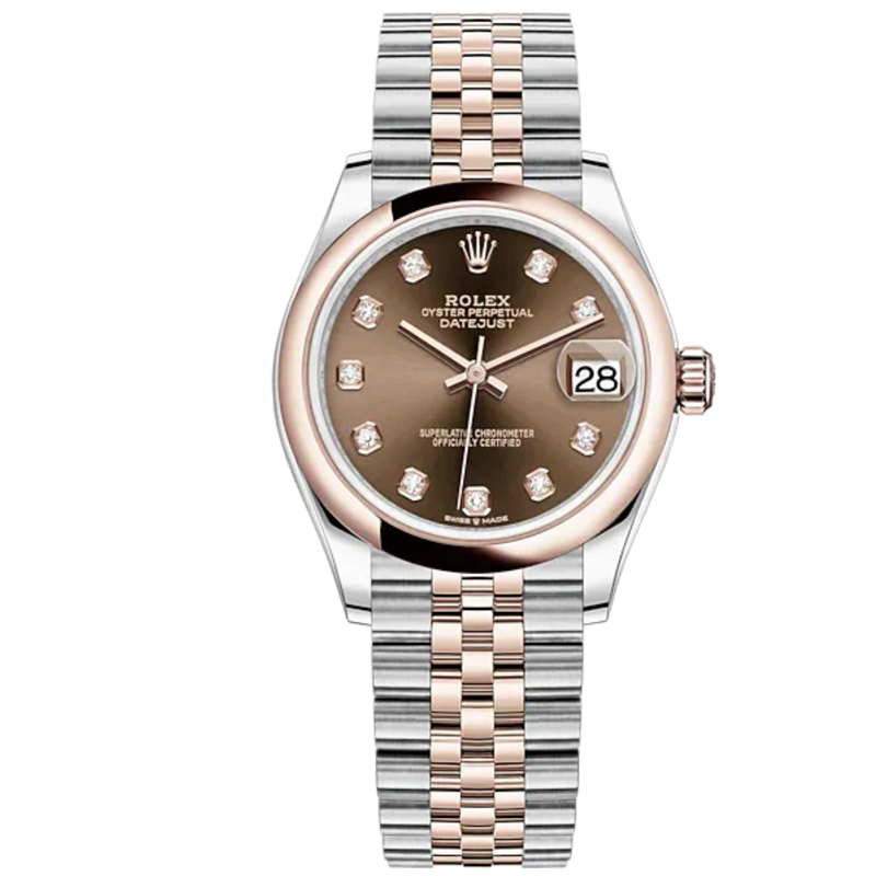 Datejust 31 31mm Jubilee Bracelet Oystersteel and Everose Gold with Chocolate Diamond-Set Dial Everose Gold Bezel - Rolex
