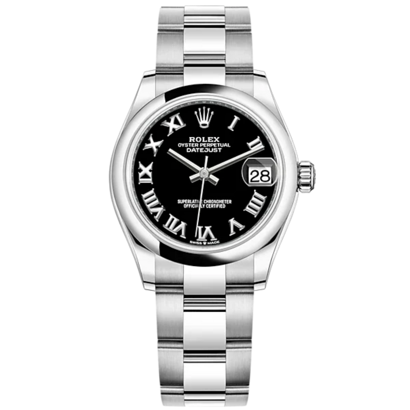 Datejust 31 31mm Oyster Bracelet Oystersteel with Black Dial Oystersteel Bezel - Rolex