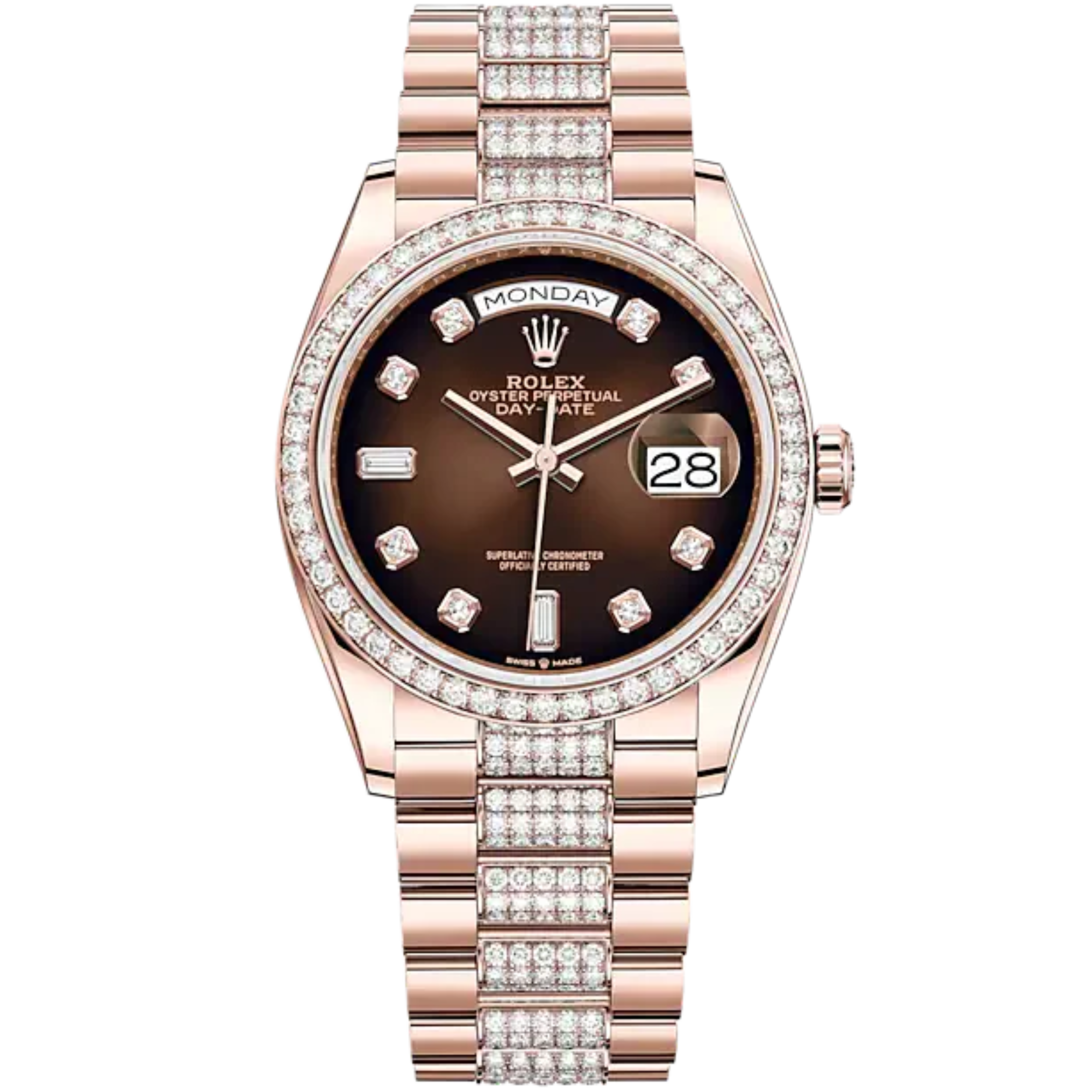 Day-Date 36 36mm Diamond-Set President Bracelet and 18 KT Everose Gold with Brown Ombré Dial Diamond-Set Dial and Bezel - Rolex