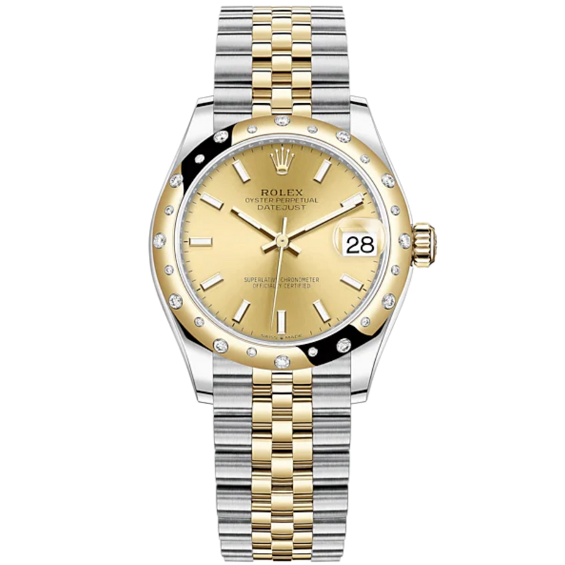 Datejust 31 31mm Jubilee Bracelet Oystersteel and Yellow Gold with Champagne-Colour Dial Diamond-Set Bezel - Rolex