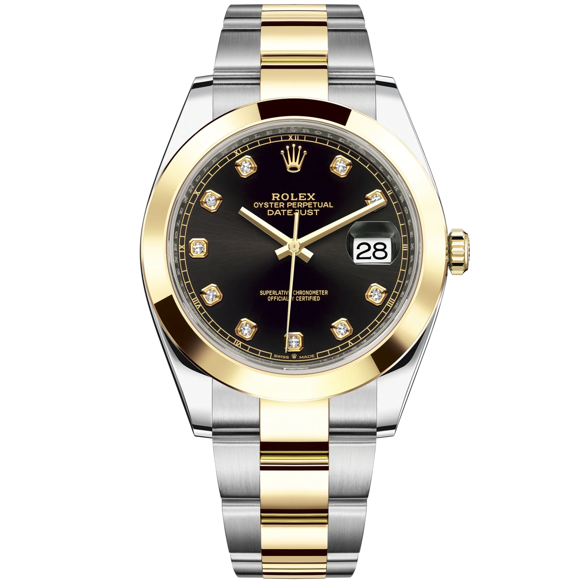 Datejust 41 41mm Oyster Bracelet Oystersteel and Yellow Gold with Bright Black Diamond-Set Dial Yellow Gold Bezel - Rolex