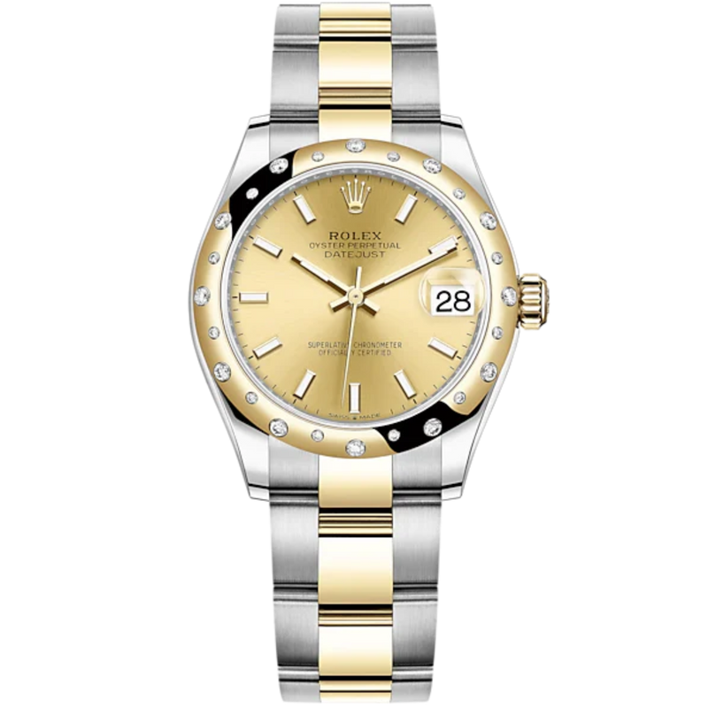 Datejust 31 31mm Oyster Bracelet Oystersteel and Yellow Gold with Champagne-Colour Dial Diamond-Set Bezel - Rolex