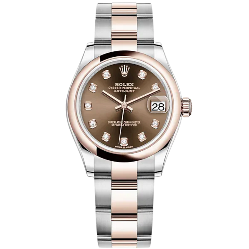 Datejust 31 31mm Oyster Bracelet Oystersteel and Everose Gold with Chocolate Diamond-Set Dial Everose Gold Bezel - Rolex