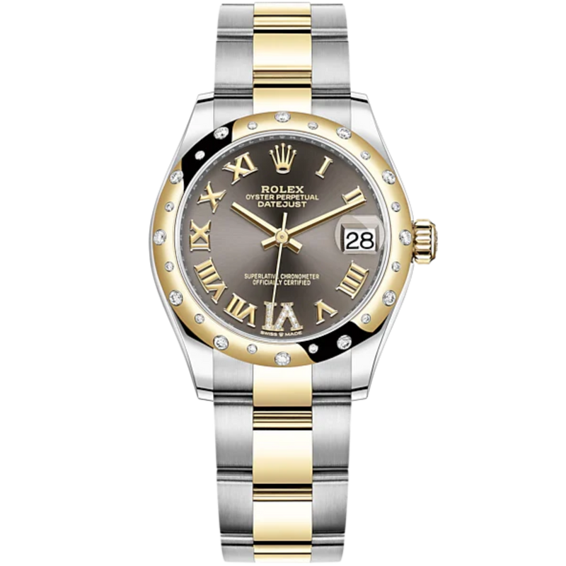 Datejust 31 31mm Oyster Bracelet Oystersteel and Yellow Gold with Dark Grey Diamond Dial Diamond-Set Bezel - Rolex