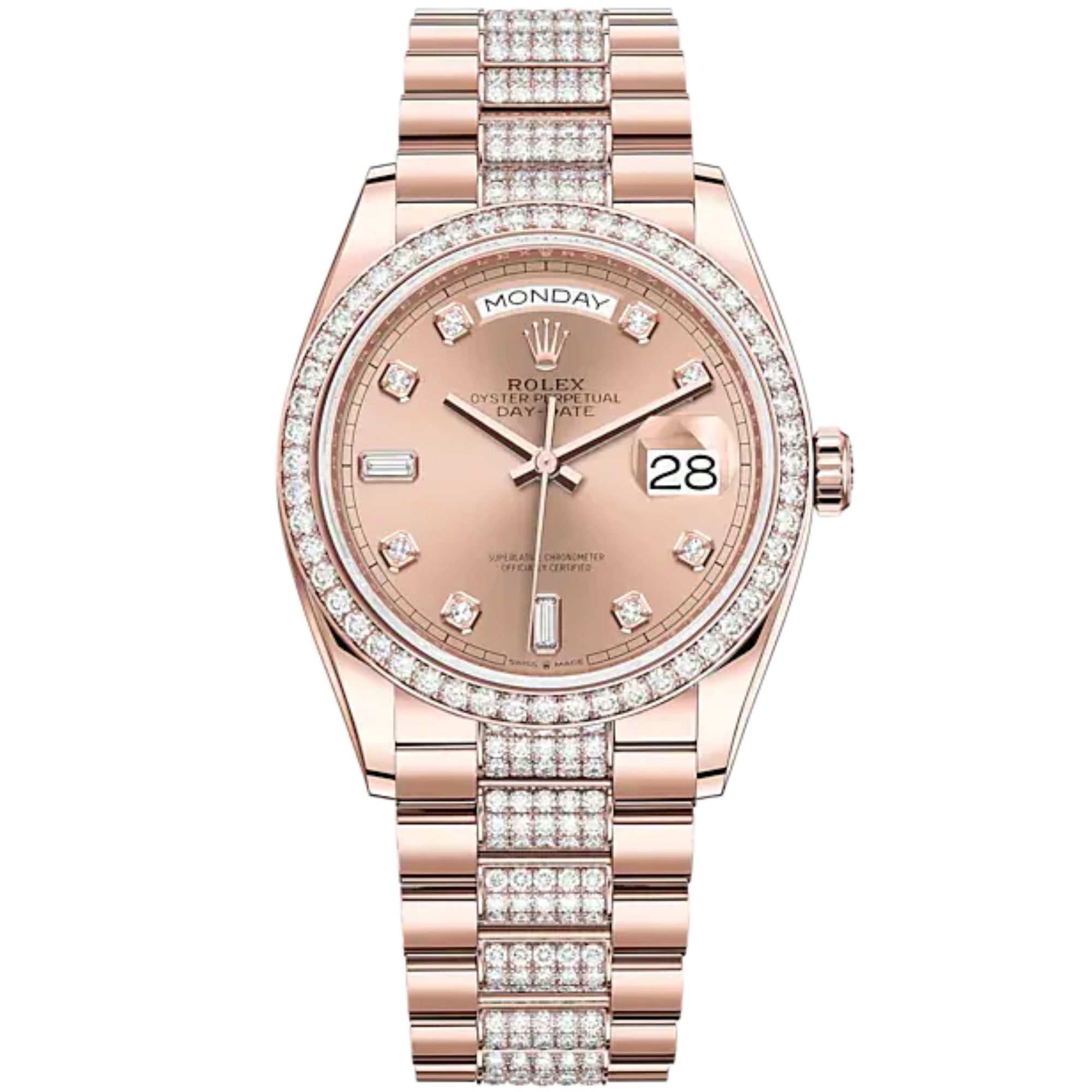 Day-Date 36 36mm Diamond-Set President Bracelet and 18 KT Everose Gold with Rosé-Colour Dial Diamond-Set Bezel - Rolex