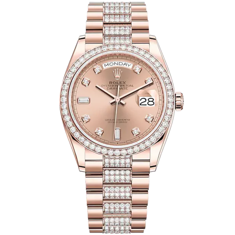 Day-Date 36 36mm Diamond-Set President Bracelet and 18 KT Everose Gold with Rosé-Colour Dial Diamond-Set Bezel - Rolex