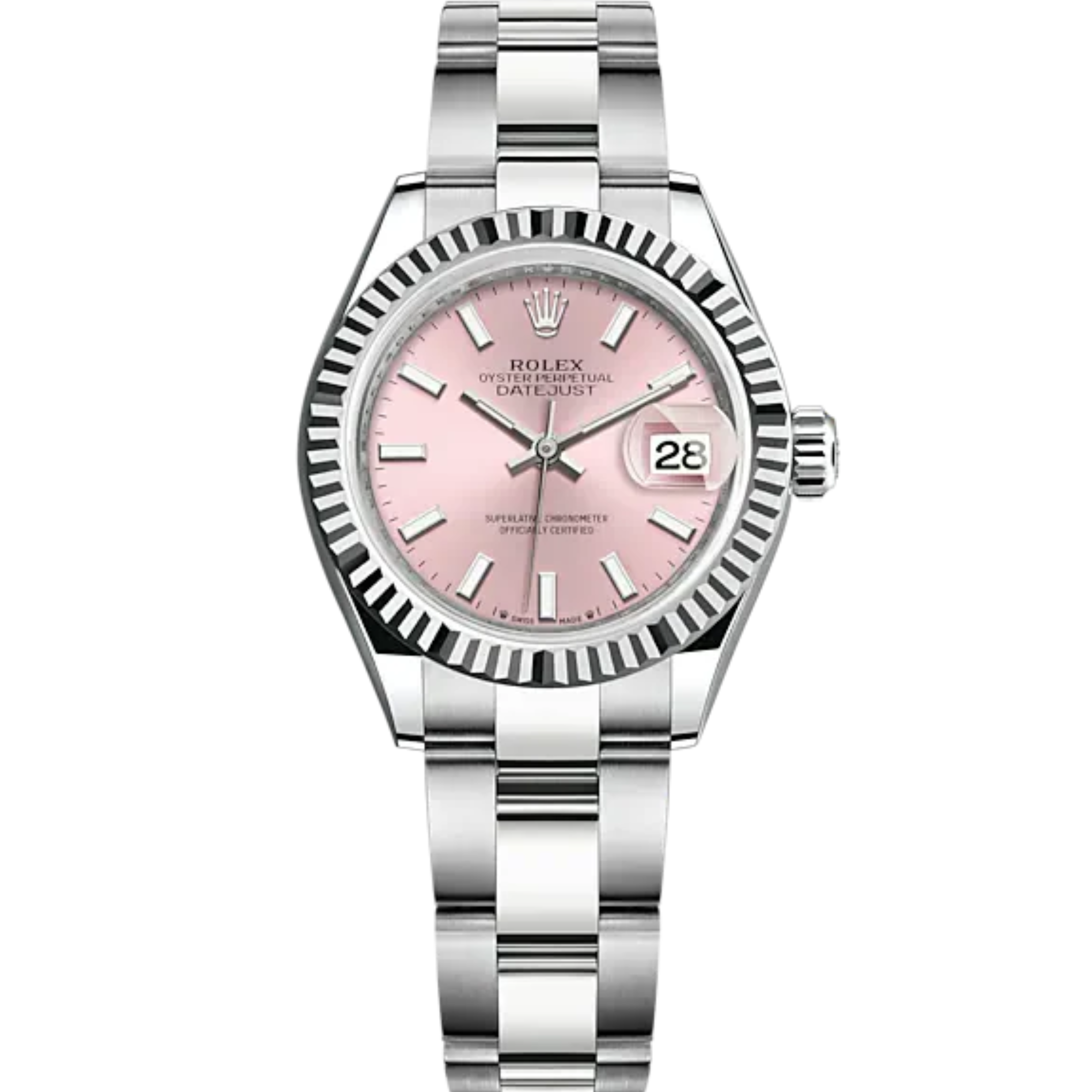 Rolex Lady-DateJust Ref. 279174 28mm White Gold with Pink Dial Fluted Bezel on Oyster - Rolex