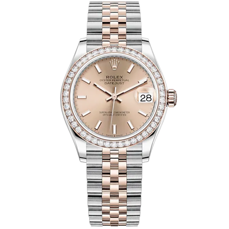 Datejust 31 31mm Jubilee Bracelet Oystersteel and Everose Gold with Rosé-Colour Dial Diamond-Set Bezel - Rolex