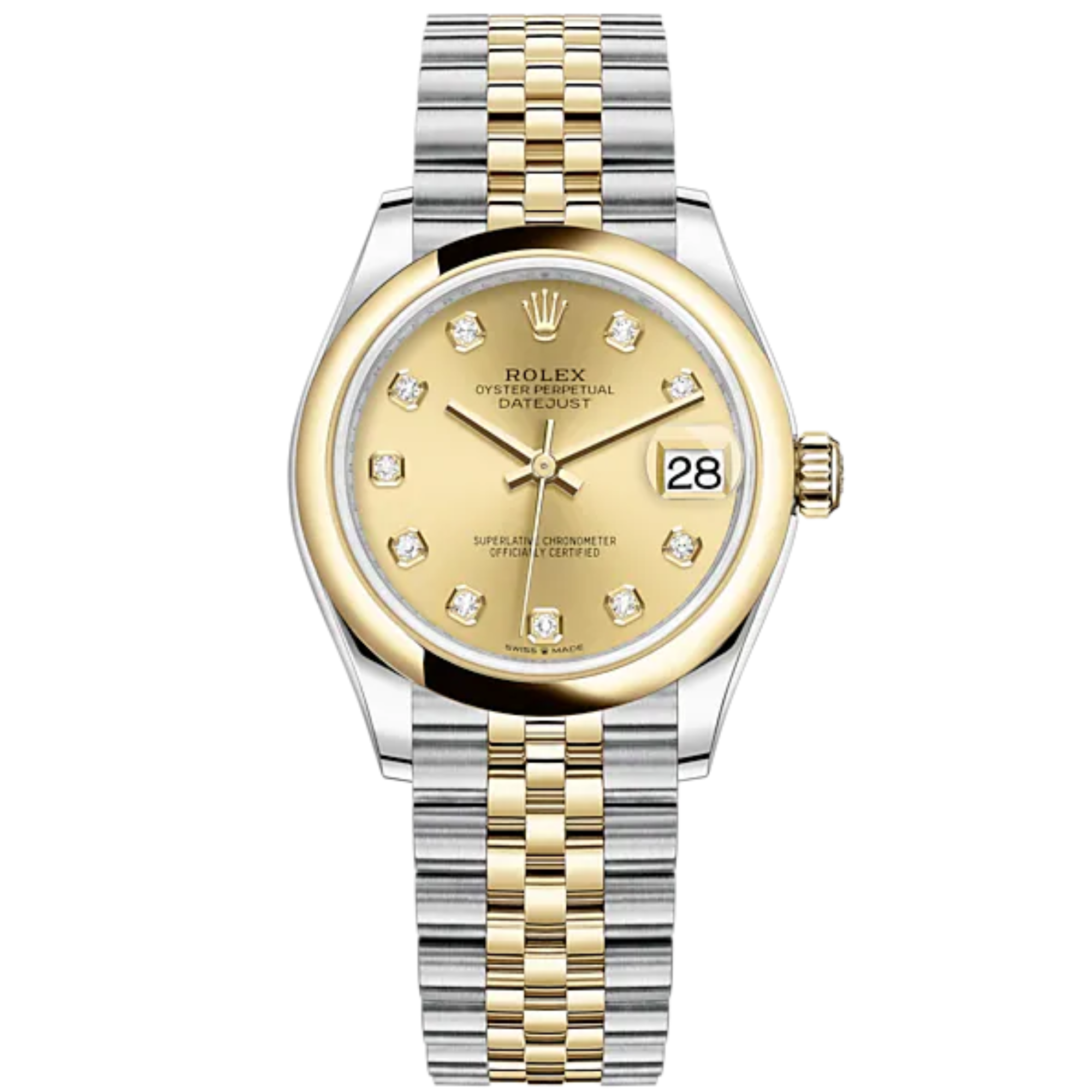 Datejust 31 31mm Jubilee Bracelet Oystersteel and Yellow Gold with Champagne Colour Diamond-Set Dial Yellow Gold Bezel - Rolex