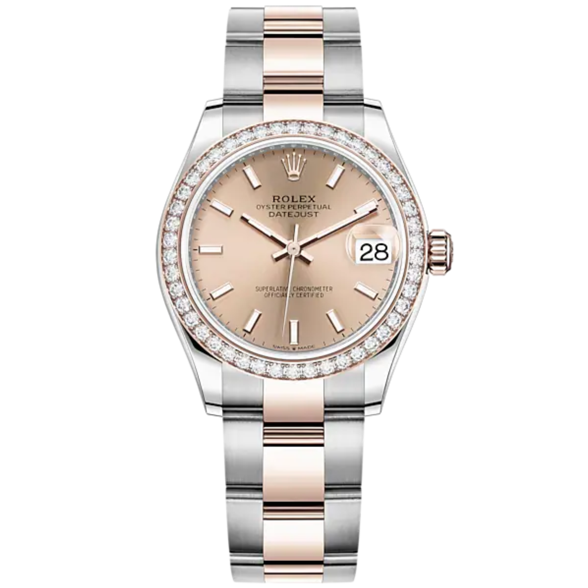 Datejust 31 31mm Oyster Bracelet Oystersteel and Everose Gold with Rosé-Colour Dial Diamond-Set Bezel - Rolex