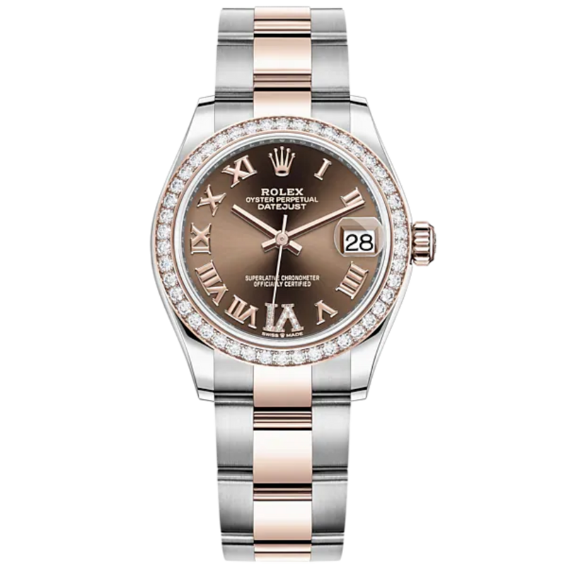 Datejust 31 31mm Oyster Bracelet Oystersteel and Everose Gold with Chocolate Diamond Dial Diamond-Set Bezel - Rolex