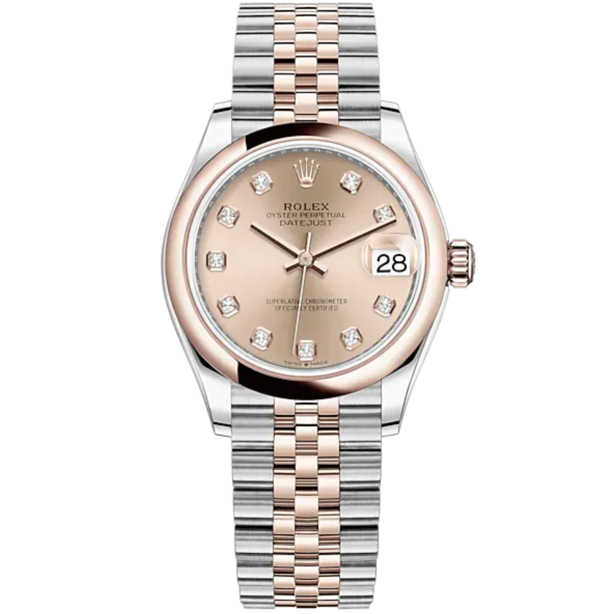 Datejust 31 31mm Jubilee Bracelet Oystersteel and Everose Gold with Rosé-Colour Diamond-Set Dial Everose Gold Bezel - Rolex