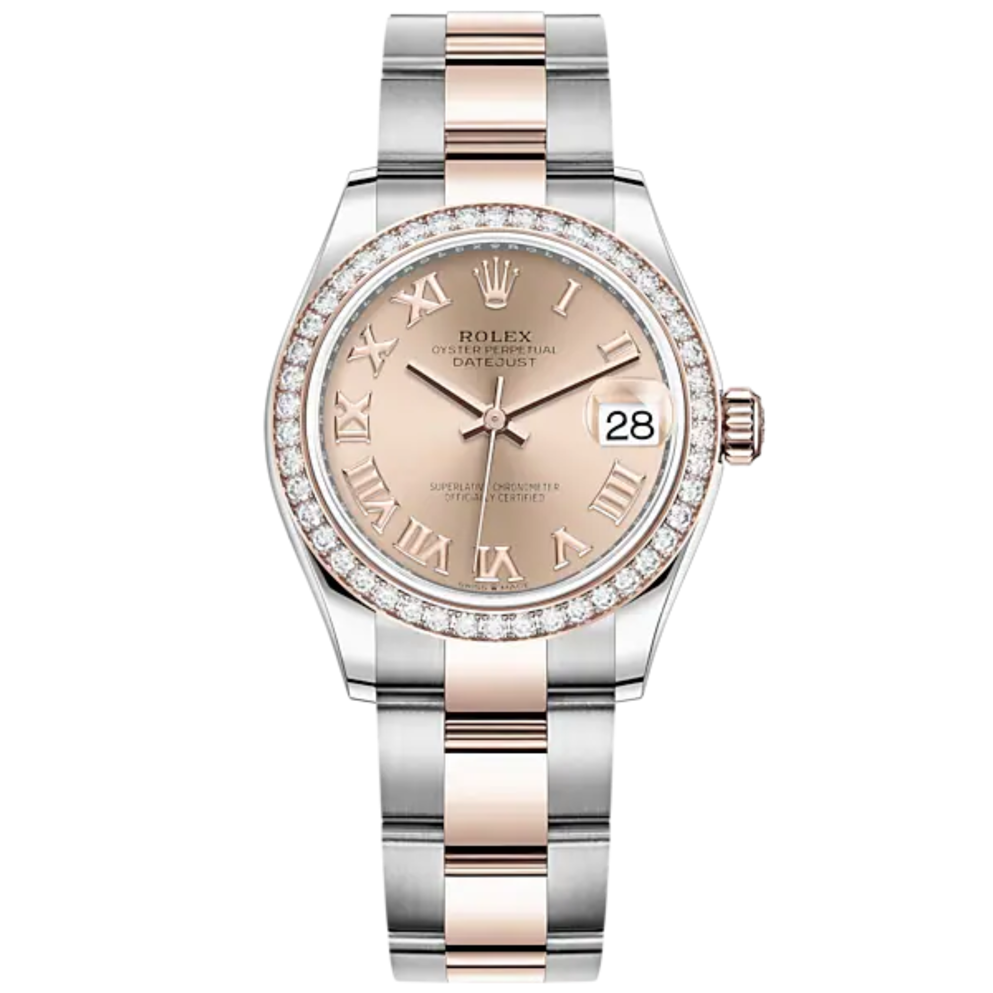 Datejust 31 31mm Oyster Bracelet Oystersteel and Everose Gold with Rosé-Colour Dial Diamond-Set Bezel - Rolex