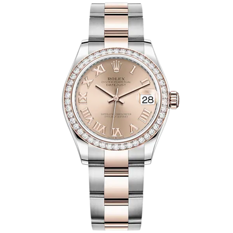 Datejust 31 31mm Oyster Bracelet Oystersteel and Everose Gold with Rosé-Colour Dial Diamond-Set Bezel - Rolex