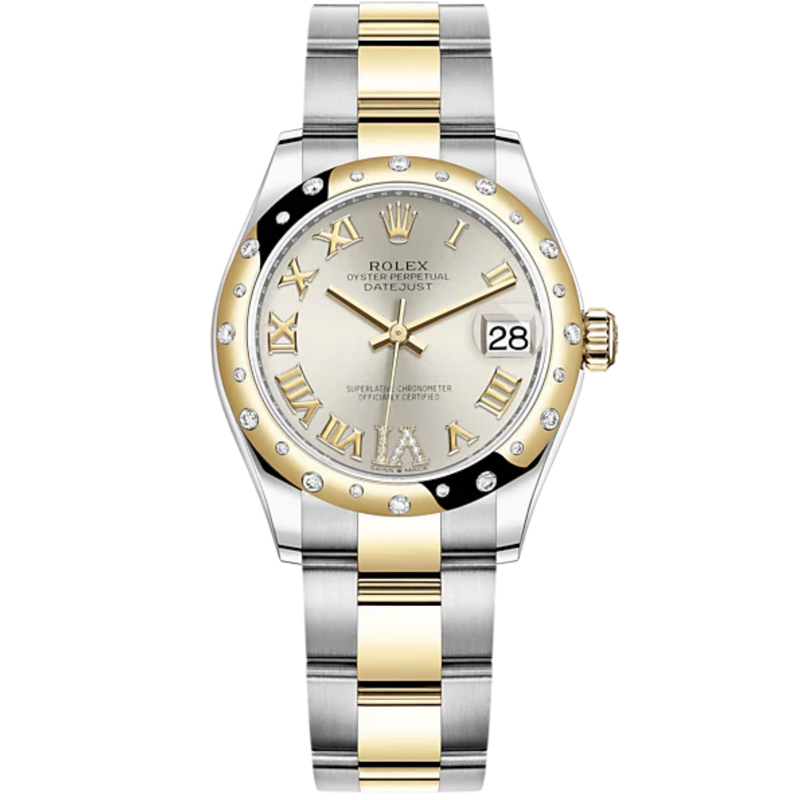 Datejust 31 31mm Oyster Bracelet Oystersteel and Yellow Gold with Silver Diamond Dial Diamond-Set Bezel - Rolex