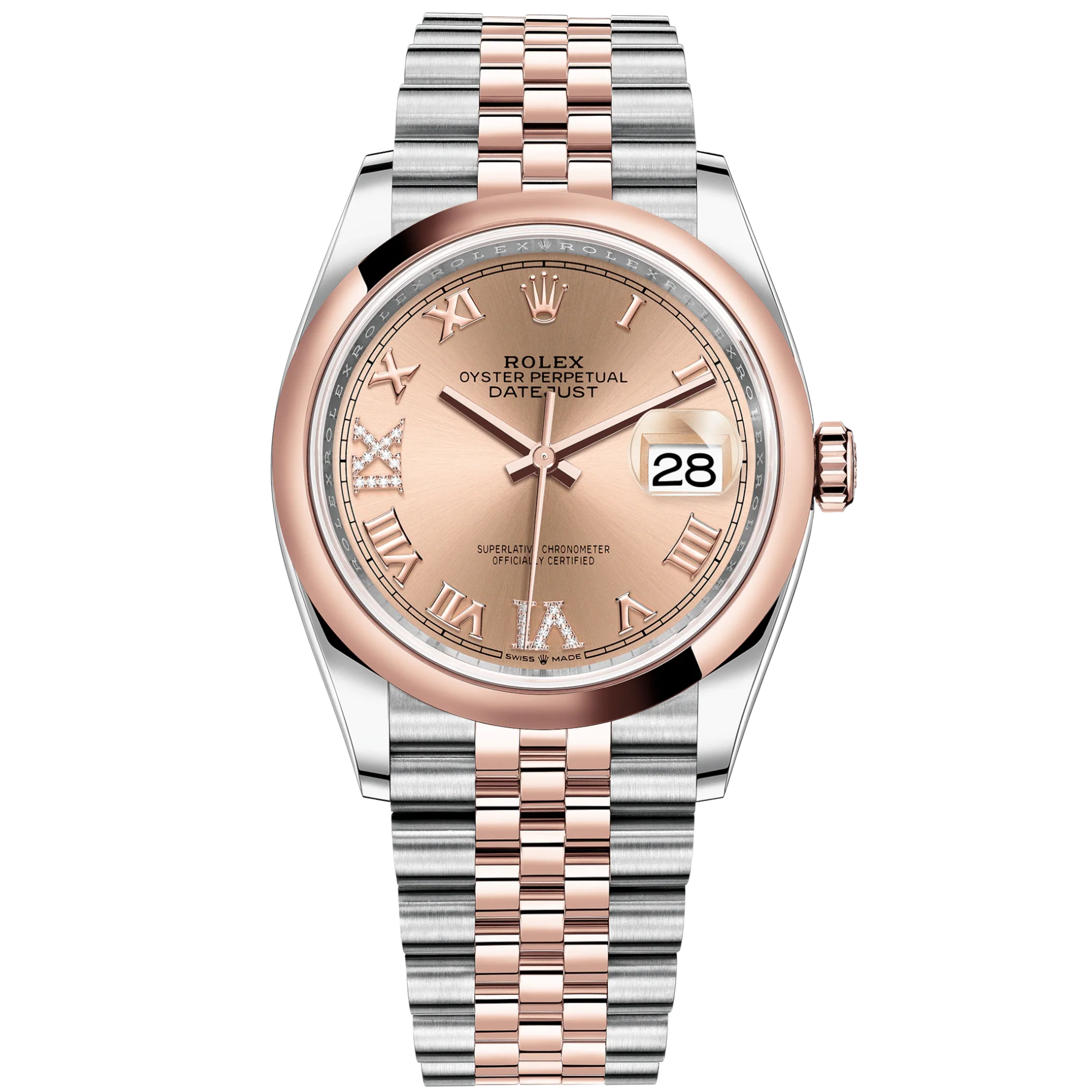 Datejust 36 36mm Oystersteel and Everose Gold Jubilee Bracelet Rosé Diamond-set Dial Domed Bezel - Rolex