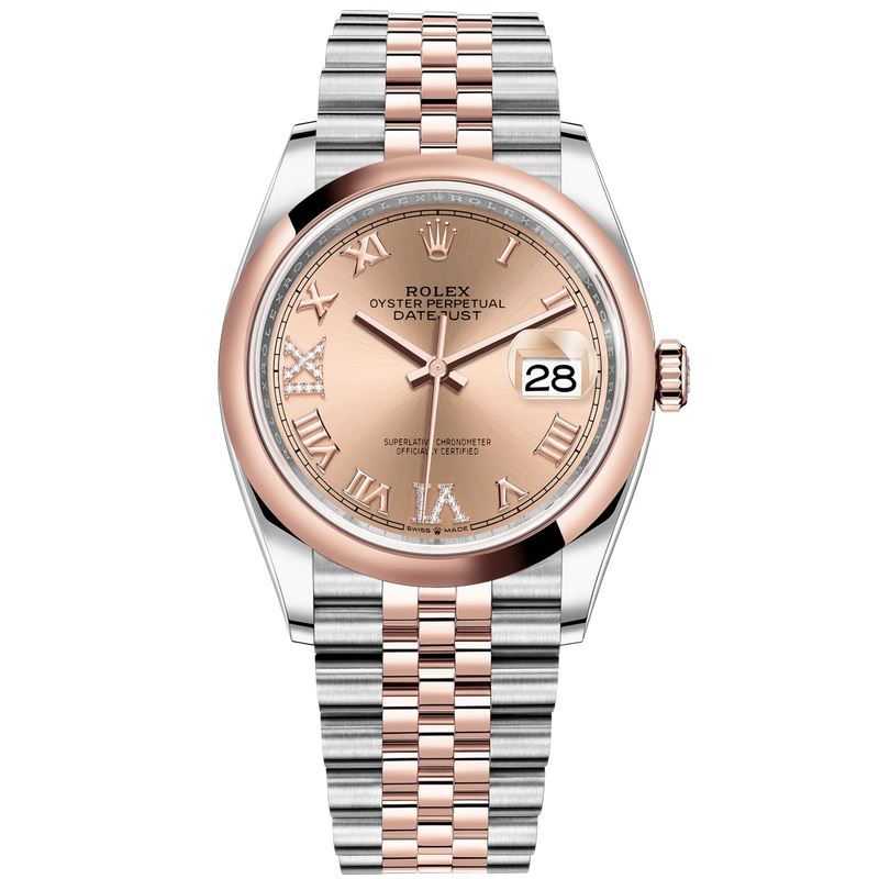 Datejust 36 36mm Oystersteel and Everose Gold Jubilee Bracelet Rosé Diamond-set Dial Domed Bezel - Rolex