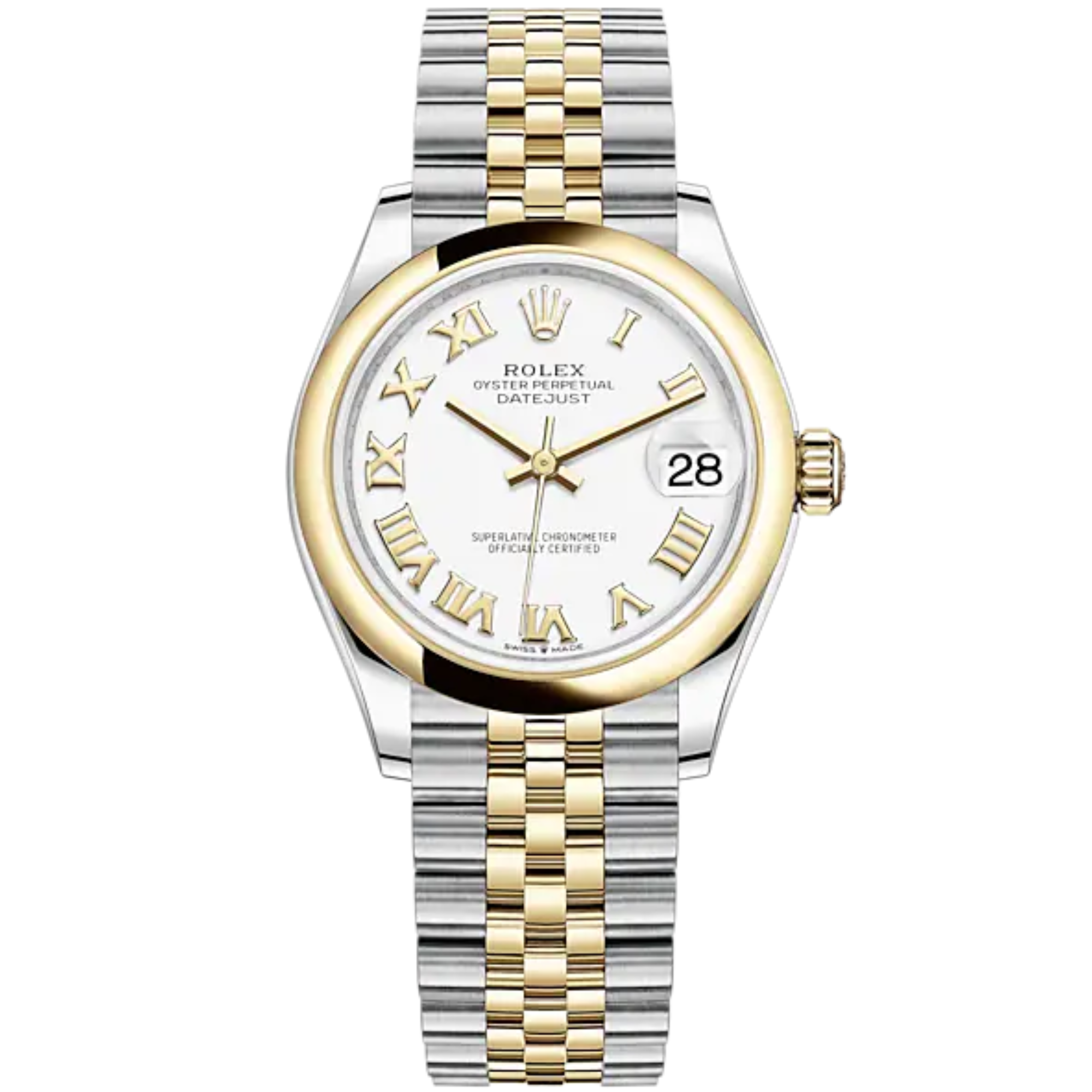 Datejust 31 31mm Jubilee Bracelet Oystersteel and Yellow Gold White Dial Oystersteel Bezel - Rolex