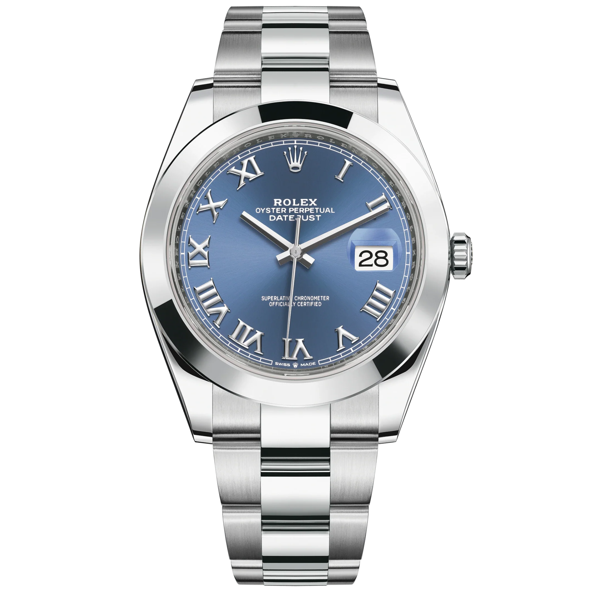 Datejust 41 41mm Oyster Bracelet Oystersteel with Azzurro-Blue Dial Oystersteel Bezel - Rolex