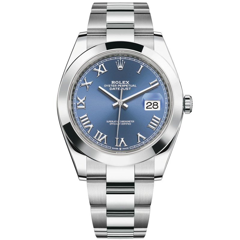 Datejust 41 41mm Oyster Bracelet Oystersteel with Azzurro-Blue Dial Oystersteel Bezel - Rolex