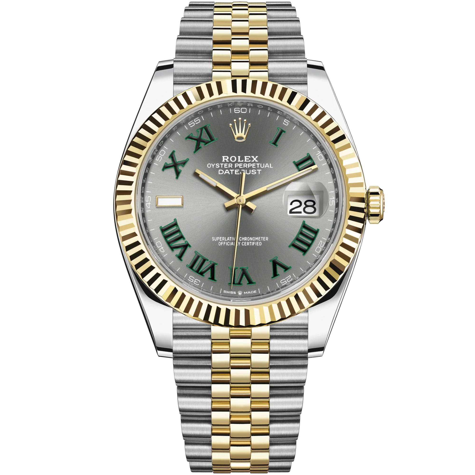Datejust 41 41mm Jubilee Bracelet Oystersteel and Yellow Gold with Slate Dial Fluted Bezel - Rolex