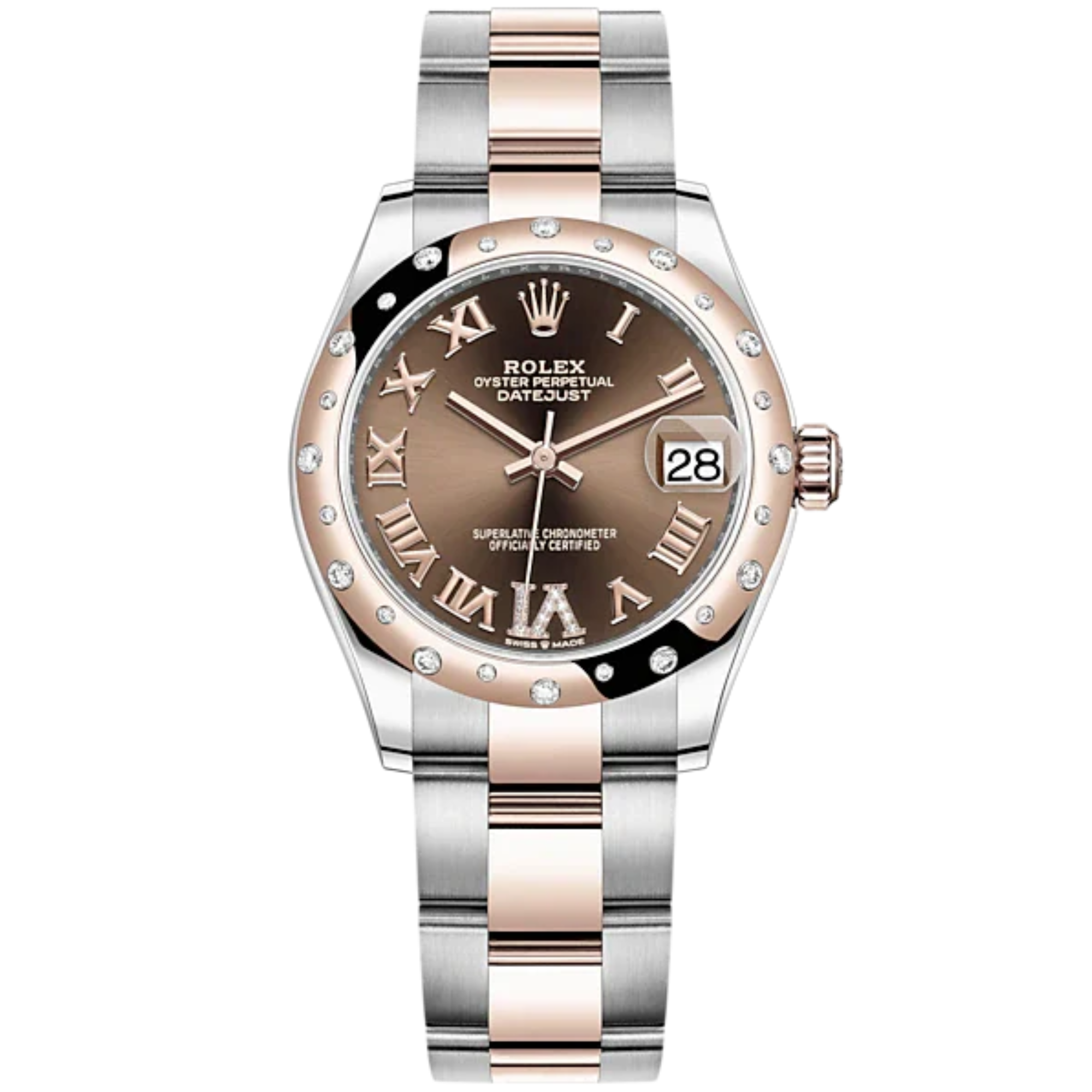 Datejust 31 31mm Oyster Bracelet Oystersteel and Everose Gold with Chocolate Diamond-Set Dial Diamond-Set Bezel - Rolex
