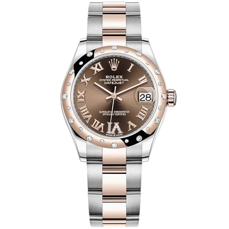 Datejust 31 31mm Oyster Bracelet Oystersteel and Everose Gold with Chocolate Diamond-Set Dial Diamond-Set Bezel - Rolex