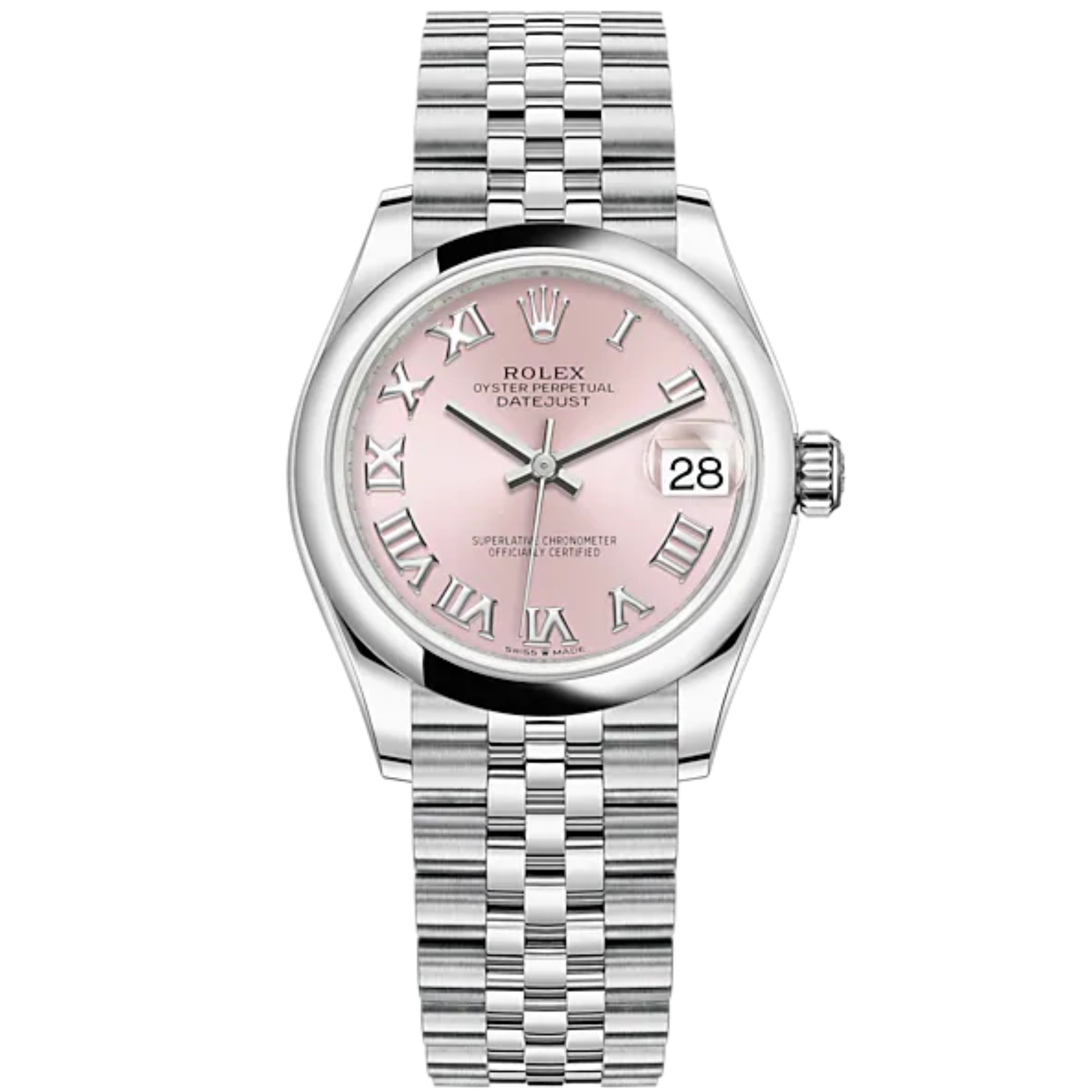 Datejust 31 31mm Jubilee Bracelet Oystersteel With Pink Roman Dial Oystersteel Bezel - Rolex
