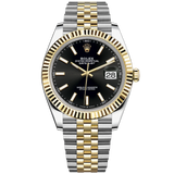 Datejust 41 41mm Jubilee Bracelet Oystersteel and Yellow Gold with Bright Black Dial Fluted Bezel