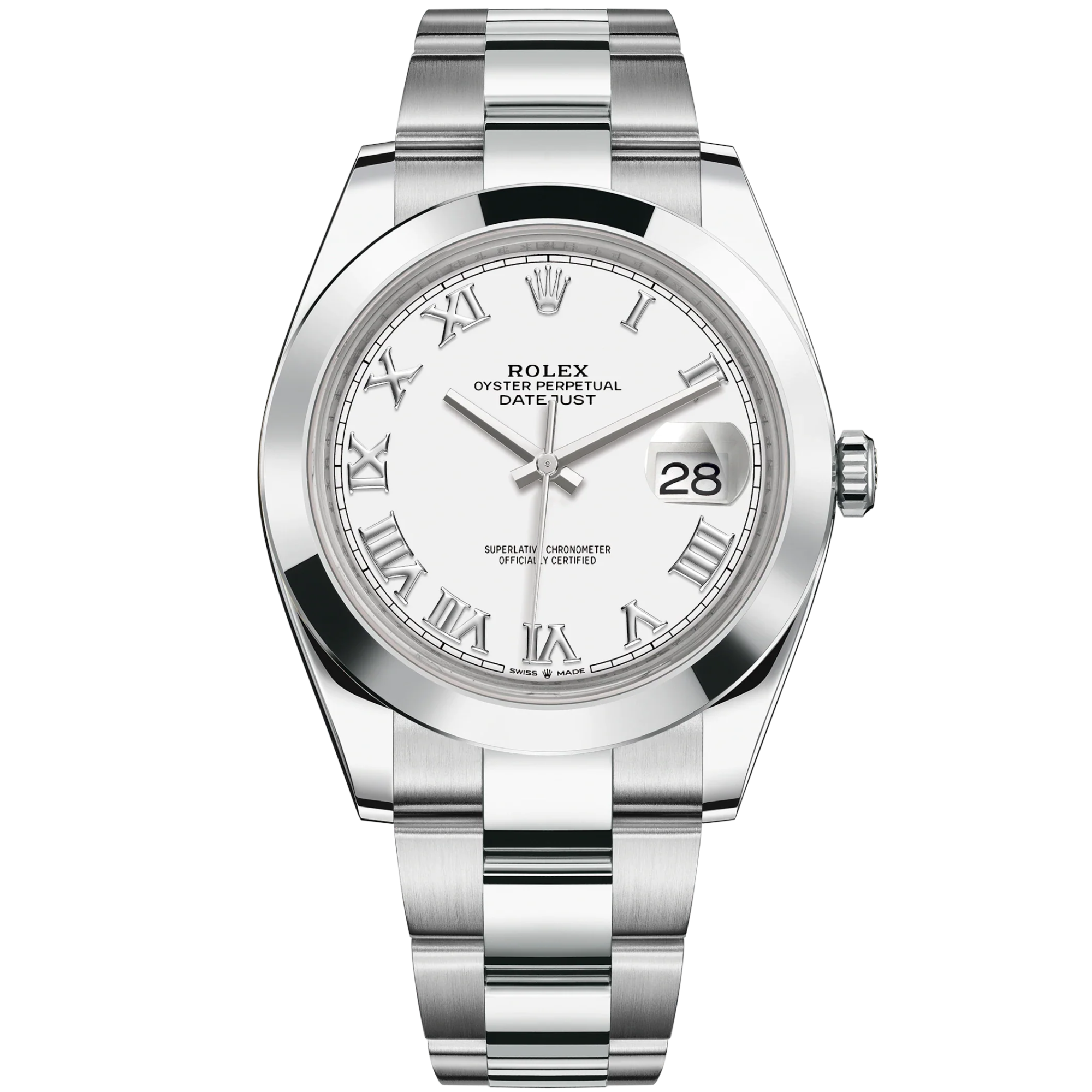Datejust 41 41mm Oyster Bracelet Oystersteel with White Dial Oystersteel Bezel - Rolex