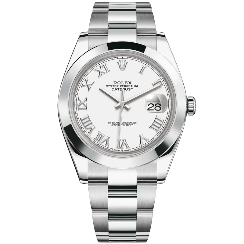 Datejust 41 41mm Oyster Bracelet Oystersteel with White Dial Oystersteel Bezel - Rolex