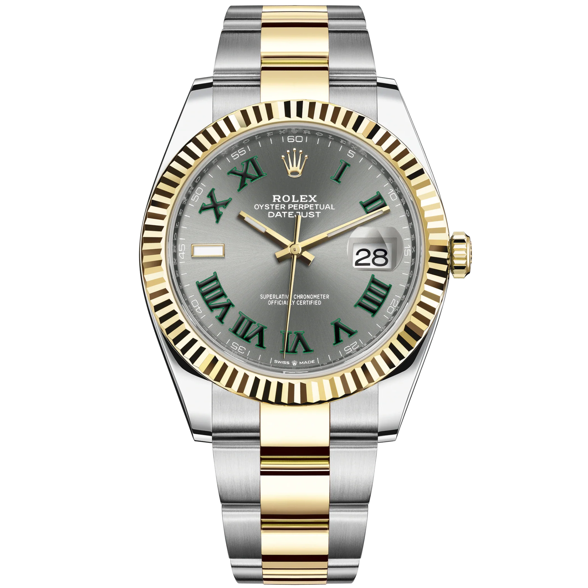Datejust 41 41mm Oyster Bracelet Oystersteel and Yellow Gold with Slate Dial Fluted Bezel - Rolex