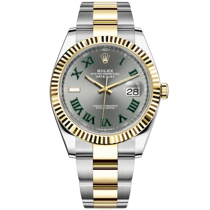 Datejust 41 41mm Oyster Bracelet Oystersteel and Yellow Gold with Slate Dial Fluted Bezel - Rolex
