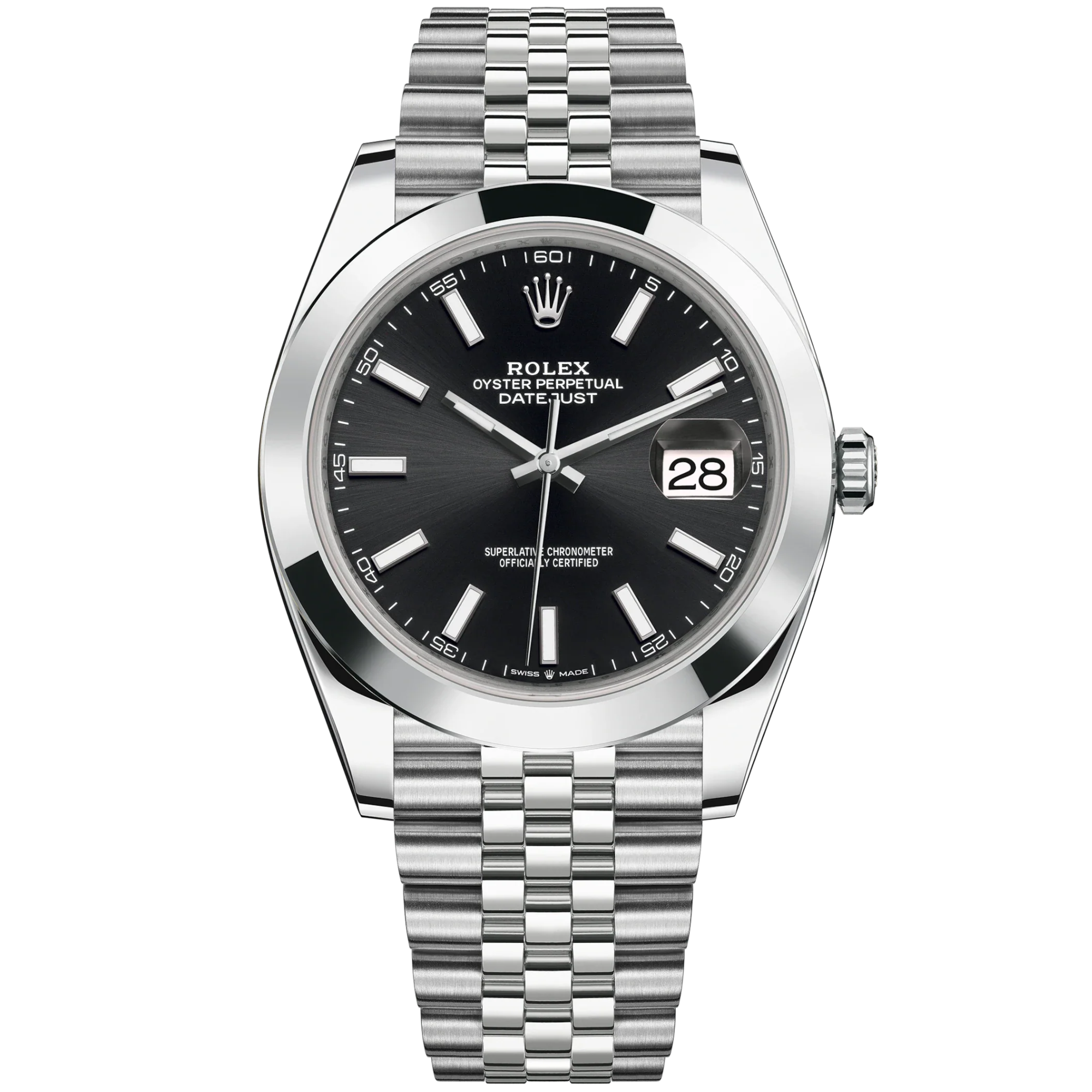 Datejust 41 41mm Jubilee Bracelet Oystersteel with Bright Black Dial Oystersteel Bezel - Rolex