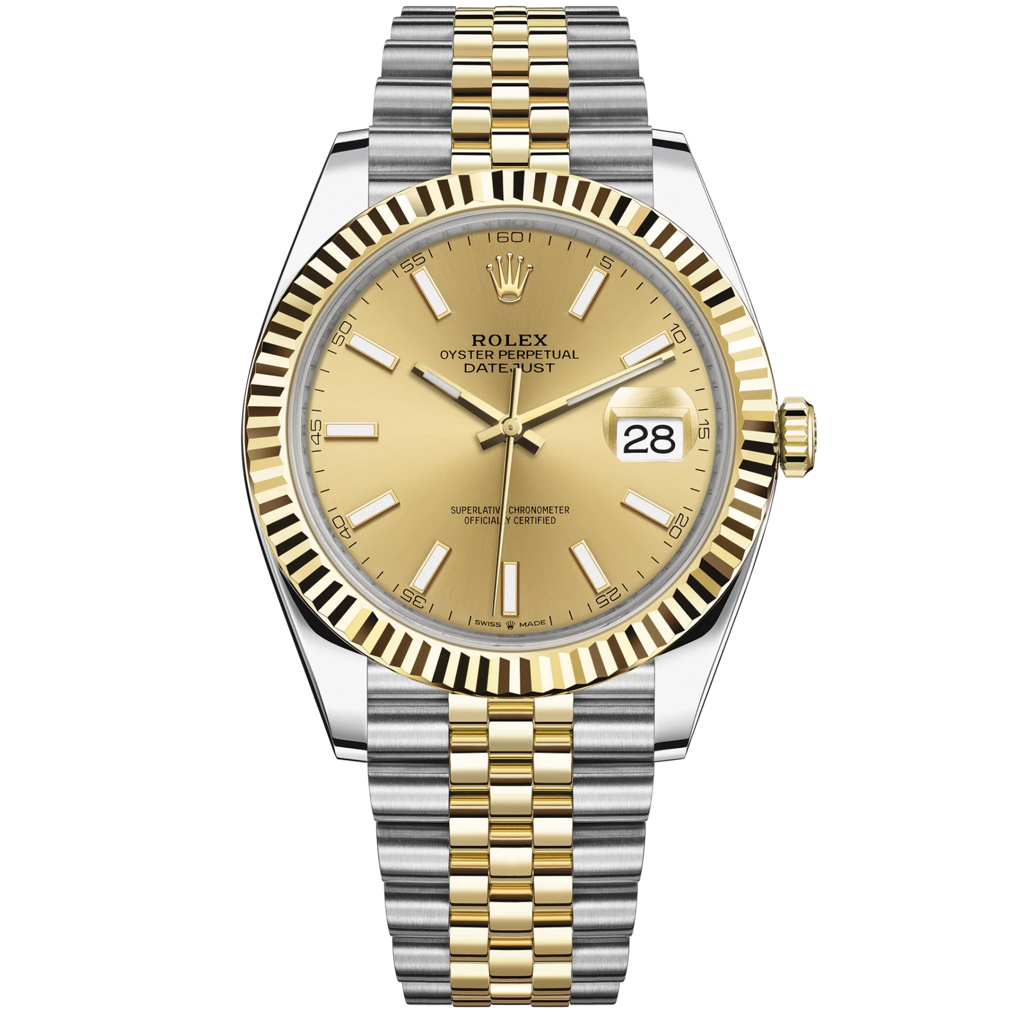 Datejust 41 41mm Jubilee Bracelet Oystersteel and Yellow Gold with Champagne-Colour Dial Fluted Bezel - Rolex