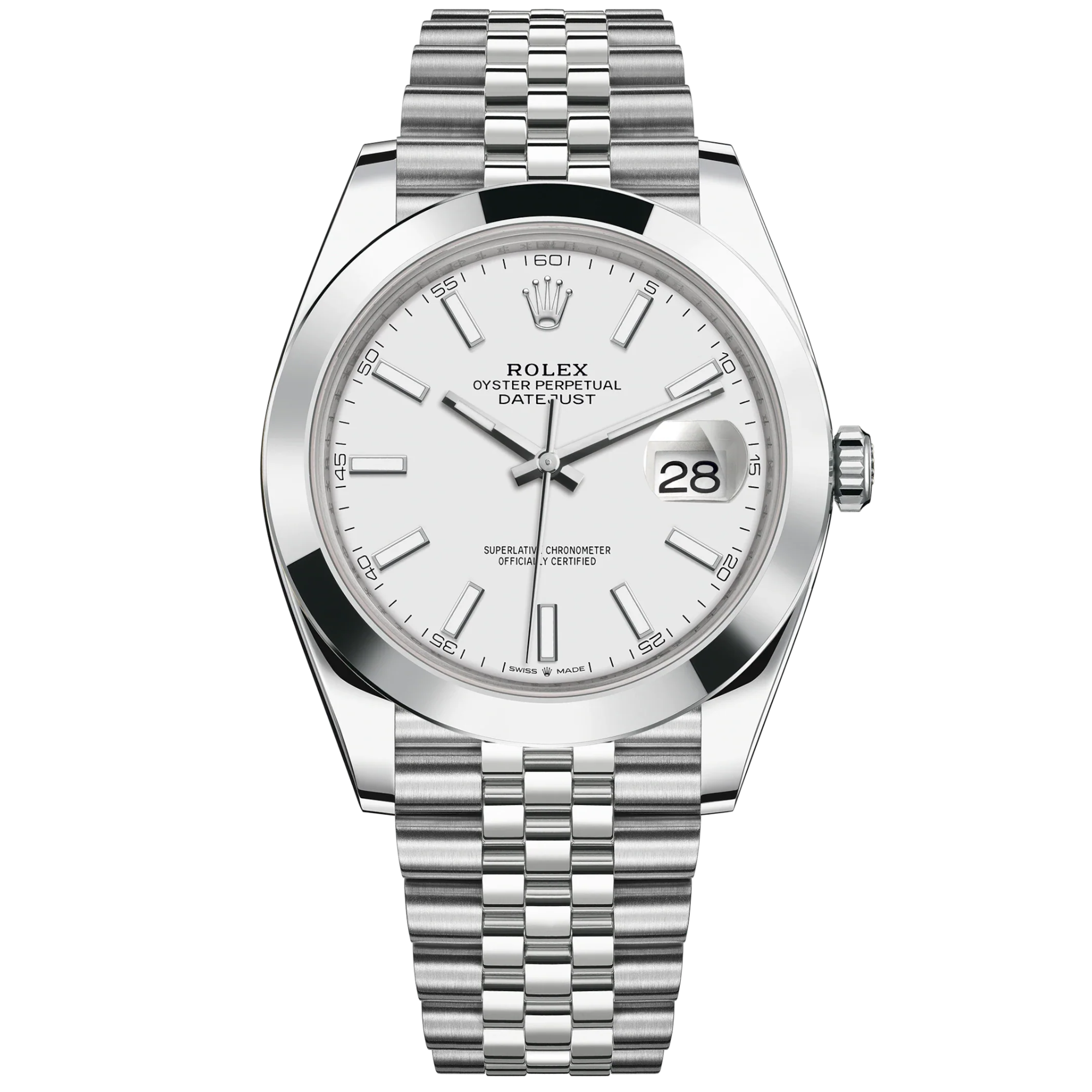 Datejust 41 41mm Jubilee Bracelet Oystersteel with White Dial Oystersteel Bezel - Rolex