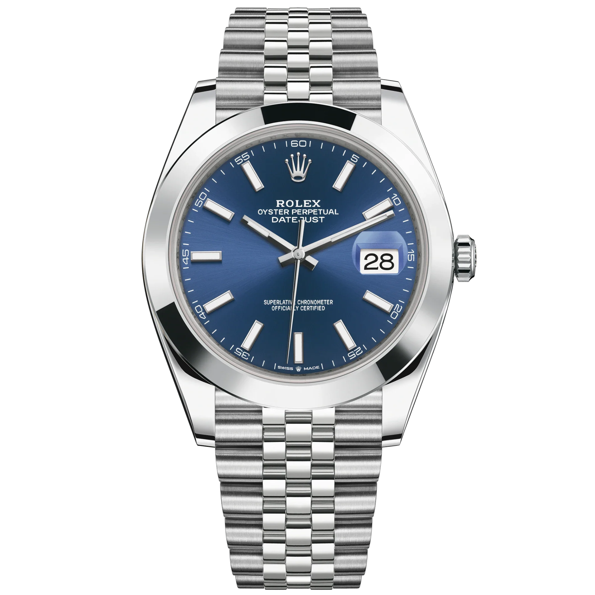Datejust 41 41mm Jubilee Bracelet Oystersteel with Bright Blue Dial Oystersteel Bezel - Rolex
