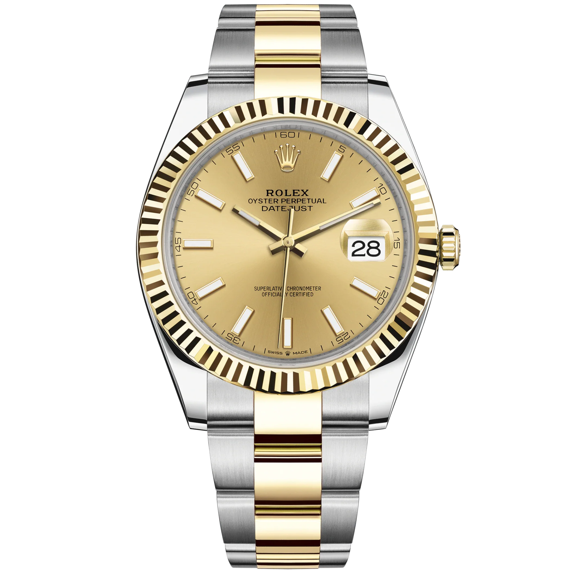 Rolex Datejust Ref. 126333 41mm Yellow Gold Champagne Dial Fluted Bezel in Oyster - Rolex