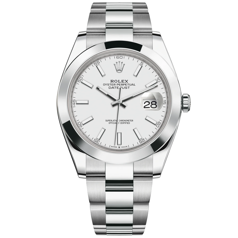 Datejust 41 41mm Oyster Bracelet Oystersteel with White Dial Oystersteel Bezel - Rolex