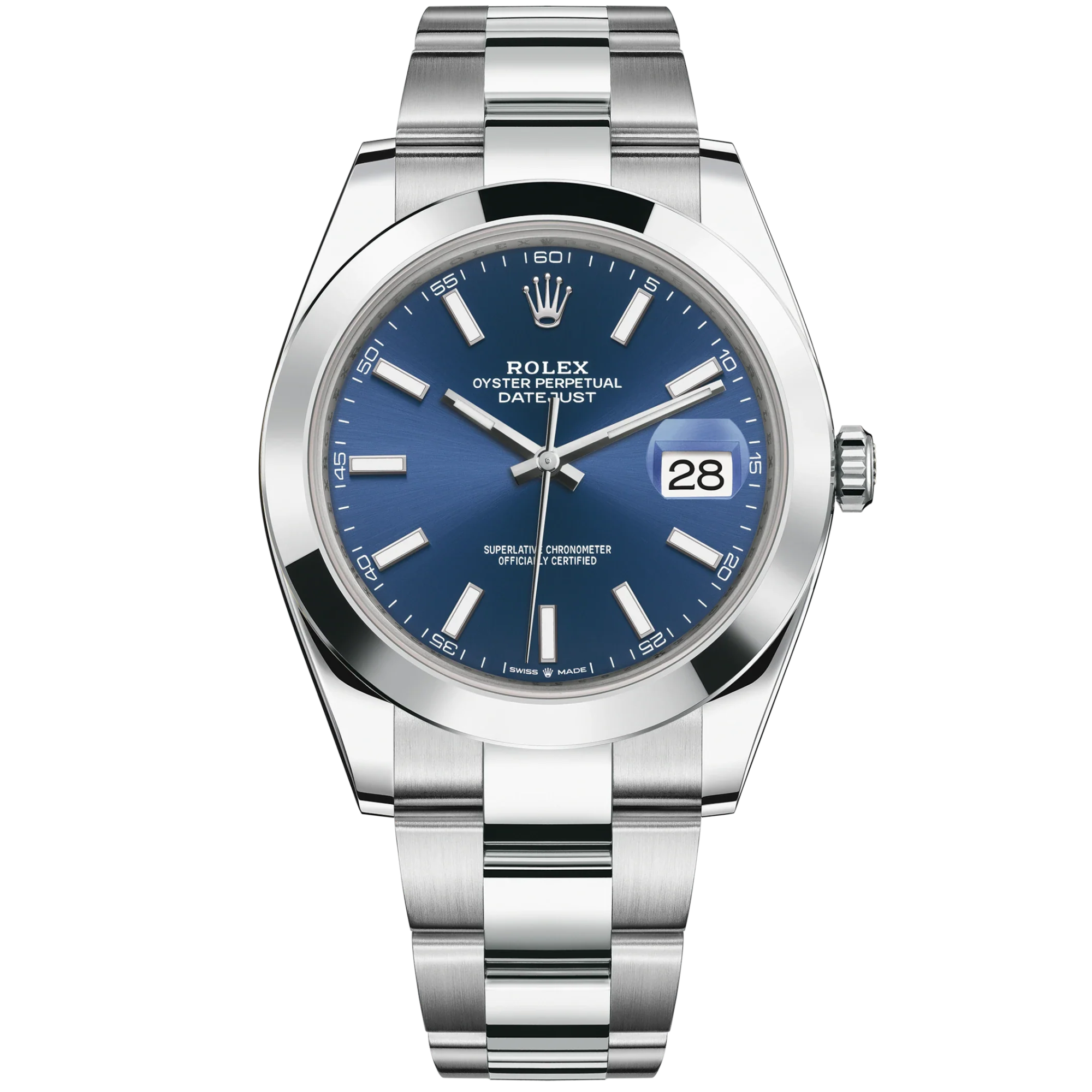Datejust 41 41mm Oyster Bracelet Oystersteel with Bright Blue Dial Oystersteel Bezel - Rolex