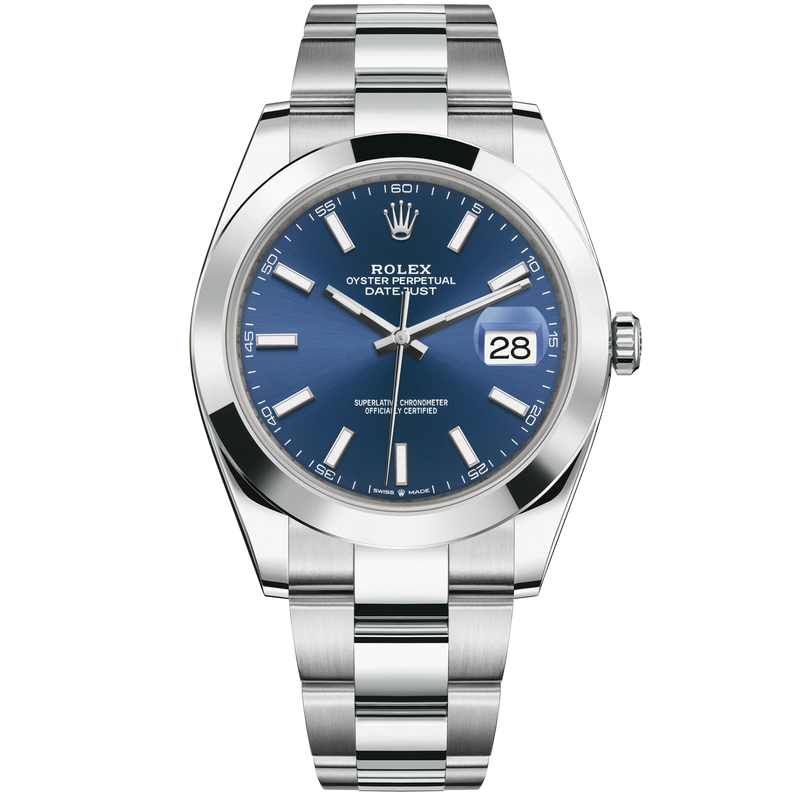 Datejust 41 41mm Oyster Bracelet Oystersteel with Bright Blue Dial Oystersteel Bezel - Rolex