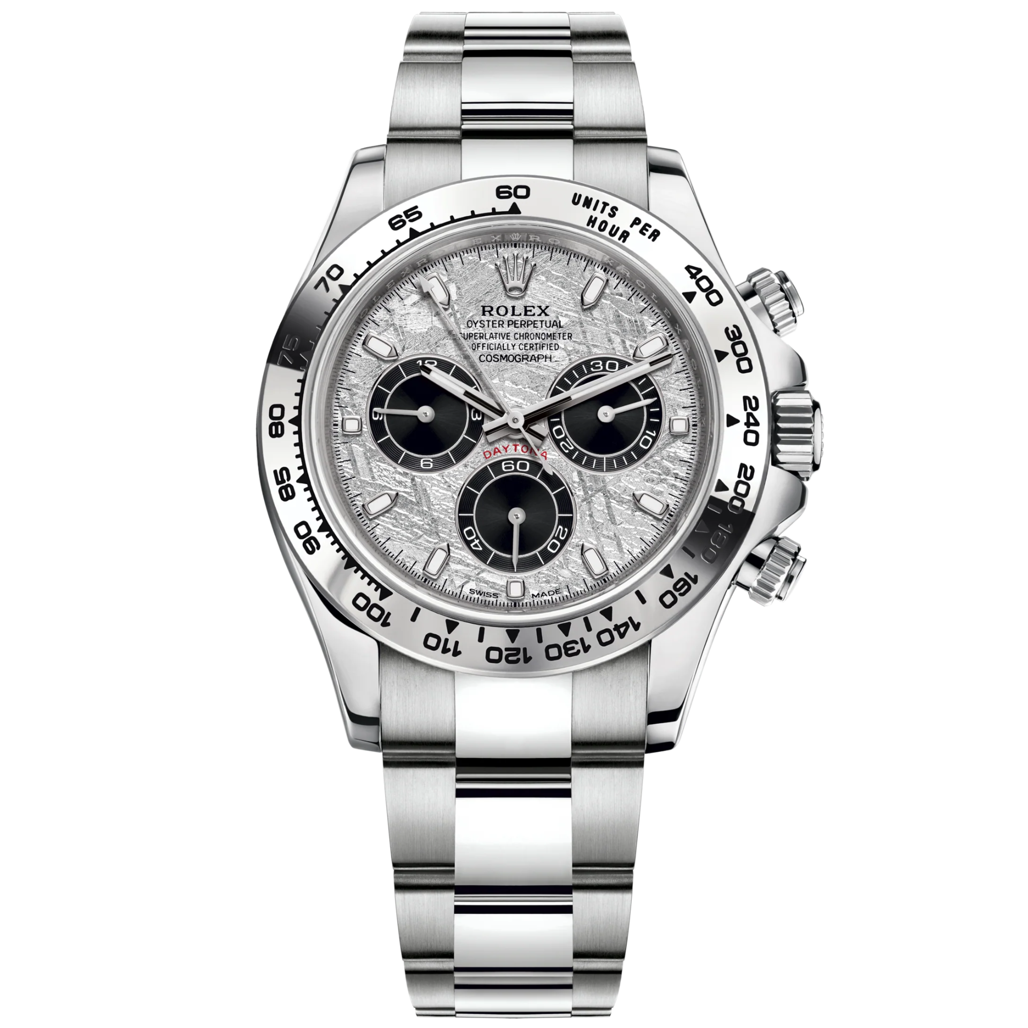 Cosmograph Daytona 40MM Oyster Bracelet Meteorite and Black Dial 18 CT White Gold Bezel With Engraved Tachymetric Scale - Rolex