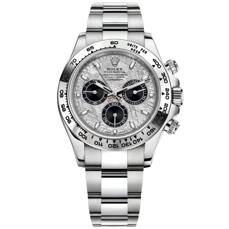 Cosmograph Daytona 40MM Oyster Bracelet Meteorite and Black Dial 18 CT White Gold Bezel With Engraved Tachymetric Scale - Rolex